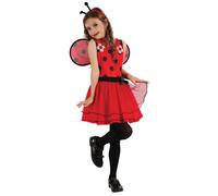 DEGUISE TOI - Déguisement Coccinelle fleurs fille - Robe - Serre-tête - Ailes - S 4-6 ans (110-120 cm) - Rouge - Déguisements enfants - 100% Polyester - Lavage à la main - Carnaval