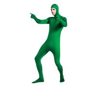 Deguisement combinaison Carnaval Unisexe, Costume Cosplay Scène Performance, Costume fond vert, Déguisement Halloween intégrale avec capuche masque ninja, Costume extensible pour festival,carnaval