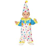 FIESTAS GUIRCA | Costume de Clown Coloré pour Bébé (18-24 Mois) - Bonnet et Combinaison - Costumes de Cirque et Carnaval pour Fêtes Costumées et Célébrations Enfantines - Unisexe - Multicolore