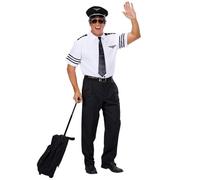 Widmann - Déguisement Pilote Homme - chemise, cravate et casquette - XL - Différentes couleurs