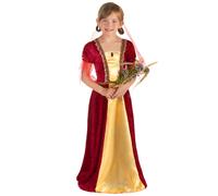 DEGUISE TOI - Déguisement comtesse médiévale rouge fille - Robe - Coiffe - S 4-6 ans (110-120 cm) - Rouge - Déguisements enfants - 100% polyester - Laver à la main - Carnaval