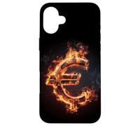 Déguisement Cool Burning Euro Sign Coque pour iPhone 16 Plus