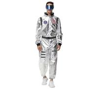Deguisement Cosmonaute asûronaute Adulte Costume avec Lunettes Bonnet Halloween Cosplay pour Homme Espace Mission Astronaute Argentée Ensemble Deux Pièces vert armée jaune bleu foncé violet xxxl 6xl l