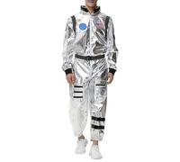 Deguisement Cosmonaute asûronaute Adulte Costume avec Lunettes Bonnet Halloween Cosplay pour Homme Espace Mission Astronaute Argentée Ensemble Deux Pièces vert armée jaune bleu foncé violet xxxl 6xl l