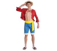 Chaks – Déguisement – Luffy (One Piece) – Tenue officielle, ensemble cosplay 4 pièces – Homme