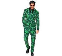 déguisement costume 3 pièces feuilles drogue homme - s - vert - widmann 009371 Vert G