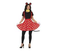 FIESTAS GUIRCA Déguisement Souris Mignonne Femme - Serre tête Oreilles de Souris & Robe à Pois Rouges - Déguisement Petite Souris pour Femme Taille M
