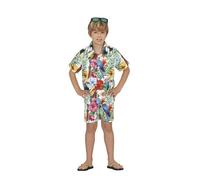 FIESTAS GUIRCA Déguisement pour Garçon Étoile Hawaïenne - Tenue de Fête d'Été avec Chemise et Short - Costume Aloha Majorque Costume pour Enfants Garçons - Garçons Âge 5-6 Ans