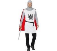 Smiffy's Costume Chevalier Economie Blanc – Haut avec cape attachée, Ceinture, Capuchon – Taille M