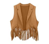 Déguisement Cowboy Enfant Costume Carnaval Halloween Gilet Cow-Boy Hippie Veste Vache à Franges Rétro Débardeur sans Manches Fête Mascarade 3-16 Ans Garçon Fille