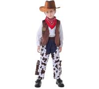 Deguisement Cowboy Enfant, Ensemble 4 PièCes avec Chapeau, Gilet à Franges, Pantalon De Cowboy Et Bandana Rouge, Costume Complet GarçOns pour Carnaval, Cosplay, FêTe d'halloween