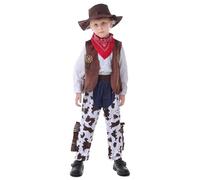 Deguisement Cowboy Enfant, Ensemble 4 PièCes avec Chapeau, Gilet à Franges, Pantalon De Cowboy Et Bandana Rouge, Costume Complet GarçOns pour Carnaval, Cosplay, FêTe d'halloween