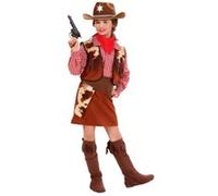 Widmann Déguisement Cowgirl, chemise, gilet, jupe, ceinture+holster, surbottes, bandana, ivoire G