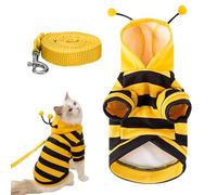 Déguisement d'abeille pour Chat Chien avec Câble de Remorquage, Sweat à Capuche Vêtements de Chien Rayures Costume d'abeille pour Chien, Petit, Moyen, Chiot, Chihuahua, Yorkshire, Halloween, Cosplay