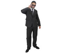 Déguisement d'agent secret pour adulte - Costume noir avec lunettes de soleil et cravate noire pour adultes - 2 pièces avec veste et pantalon (taille M)