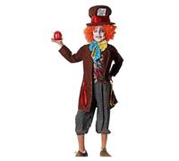 Déguisement d'Alice et chapelier avec robe bleue avec tablier et costume marron avec chapeau. Pour homme Taille unique M/L