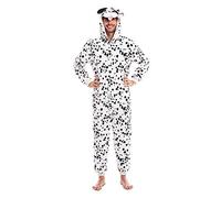 Déguisement Dalmatien unisexe pour homme et femme - Taille adulte S à L - Combinaison chaude et douce avec fermeture éclair - Déguisements pour le carnaval et les animaux