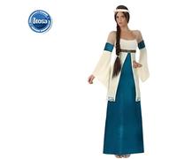 Déguisement dame médiévale - ATOSA - Blanc et bleu - Robe avec manches et coiffe M/L