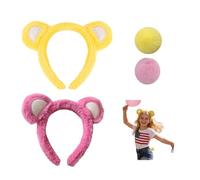 Déguisement d'animaux pour femmes, ensemble ours avec oreilles et queue, costume de carnaval, accessoires pour fêtes et événements, taille unique, couleurs rose et jaune