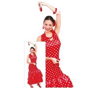 Déguisement - Danseuse flamenco - Rouge - Robe longue à pois blancs - Adulte femme L