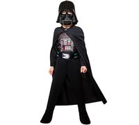 RUBIE'S STAR WARS Officiel - Costume Dark Vador - Taille 7-8 Ans - Déguisement Officiel Star Wars avec Combinaison, Cape, Masque et Ceinture - Pour Hallowwen, Carnaval, Cadeau Noël