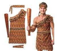 Déguisement de caverne avec caverne gonflable pour homme des cavernes avec tunique, bandeau et brassard, taille L