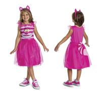 Déguisement de chat Alice au pays des merveilles pour filles, sous licence officielle par Disguise, adorable robe du Cheshire, jupe superposée à paillettes, bandeau oreilles de chat, pour enfants de 4