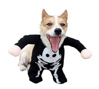 Déguisement de chien squelette pour Halloween - Déguisement effrayant de tête de mort qui brille dans le noir