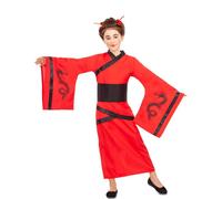Mom China Dragon Girl Costume Rouge 10-12 Years Enfants