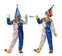 Déguisement de Clown - ATOSA - Bleu à pois colorés - Chapeau et combinaison - Pour enfant 10-12 ans - Mixte 10-12 ans