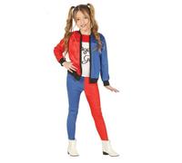 FIESTAS GUIRCA | Costume Dangerous Girl Enfant (5-6 ans) - T-shirt, Veste et Pantalon pour Filles - Costumes de Super-héros et Vilains, Mr. Smile, Halloween et Fêtes à Thème - Bleu et Rouge
