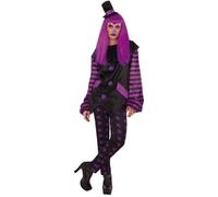 Déguisement de Clown Violette et Noire pour femme - RUBIES - Halloween - Chemise, pantalon, mini-chapeau et nez M