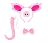 Déguisement de Cochon Enfants, Ensemble de Accessoires Lumineux de Cochon Rose, Mignons LED Costume de Déguisement Cochon Filles, pour Halloween, Carnaval, Fêtes, Cosplay (Rose-D)