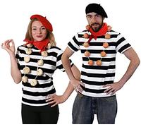Déguisement de couple français noir et blanc rayé + béret + gland + guirlande d'oignon / ail (XXL et XXL)