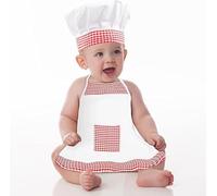 Déguisement de cuisinier pour bébé 2 pièces pour bébé de 6 à 24 mois, rouge et blanc