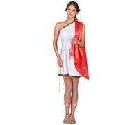 DEGUISE TOI - Déguisement déesse romaine courte femme - Robe - Cape - Bandeau - Ceinture - M - Rouge - Déguisements adultes - 100% Polyester - A la main - Carnaval