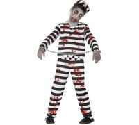 Smiffy's Costume Condamné Zombie – haut, pantalon, chapeau et revers poignets – Noir/Blanc – T