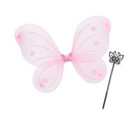 Déguisement de fée, lot de 10, ailes, baguette magique, costume, papillon, elfe, enfant, carnaval, rose et argenté
