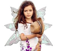 Déguisement de fée pour Halloween - Ailes de papillon pour filles et adultes, ailes magiques blanches d'ange avec détails brillants | Grandes ailes de fée pour femme