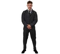 DÉGUISEMENT DE Gangster Adulte des 1920S pour Homme - Veste ET Pantalon DE Costume À Rayures Noires ET Blanches + Cravate Noire par ILOVEFANCYDRESS® (X-Grand)