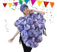 Déguisement de grappe de fruits : ensemble complet de costume de vigne violette, comprenant un chapeau amovible et un costume de théâtre de jeu de rôle | Fiable pour les événements, les célébrations