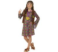 Déguisement De Hippie Avec Fleurs Pour Fille (Taille 4-6a) Multicolore