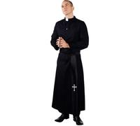 Boland - Costume adulte prêtre, toge et ceinture, Noir, Tunique, Saint, Cardinal, Curé, Église, Fête à thème, Carnaval