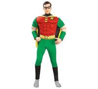 Rubie's Costume officiel Robin Batman adulte – poitrine musclée vert/rouge – Taille L (106,7–111,8 cm)