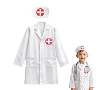 Déguisement de médecin pour enfants - Costume de docteur pour enfant - Détaillé lavable en machine uniforme pour les journées professionnelles, Halloween et anniversaires de 3 à 8 ans