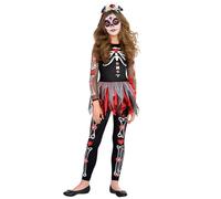 Déguisement De Mexicaine Catrina Dia De Los Muertos Enfants Et Adolescentes (Taille 12-14a)