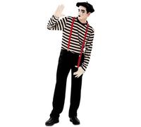 Déguisement de Mime pour homme - MARQUE - M-L - Chemise rayée - Pantalon avec bretelles - Multicolore M