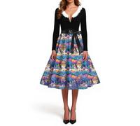 Deguisement de Noel Mariée Gala Jupe Classique Vintage Orientale Cocktail Robe pour Noel Femme Chic Paillette Hiver Longue Sequin Velours Chic Renne Robe Sequin Femme 4XL