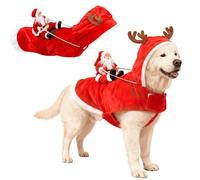 Déguisement de Noël pour chien - Costume de Père Noël courant pour chien - Vêtements de Père Noël à chevaucher pour animaux de compagnie - Costume de déguisement pour chiens de petite, moyenne et