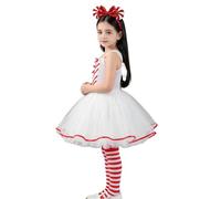 Déguisement de Noël pour filles Robe en tulle sans manches avec un | Tenue de déguisement avec collants pour filles de 2 à 12 ans, événement de carnaval, spectacle